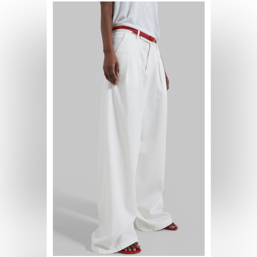 The Frankie Shop Nolan Pleated Denim Trousers- White - Picture 6 of 17